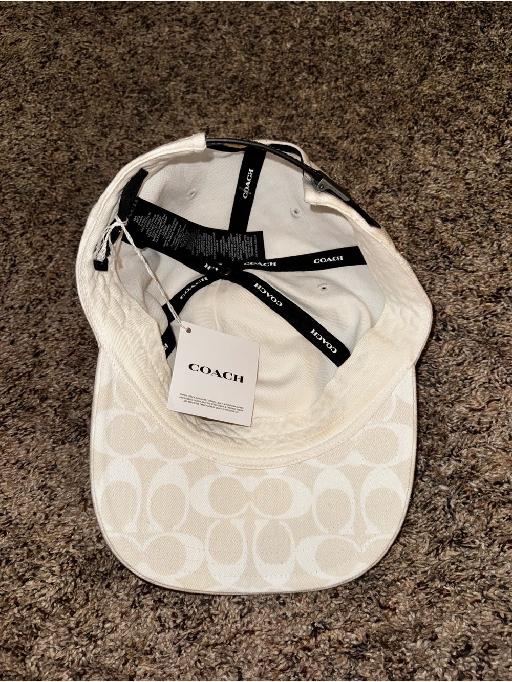 Coach Cream Signature Logo Baseball Cap - Picture 2 of 3